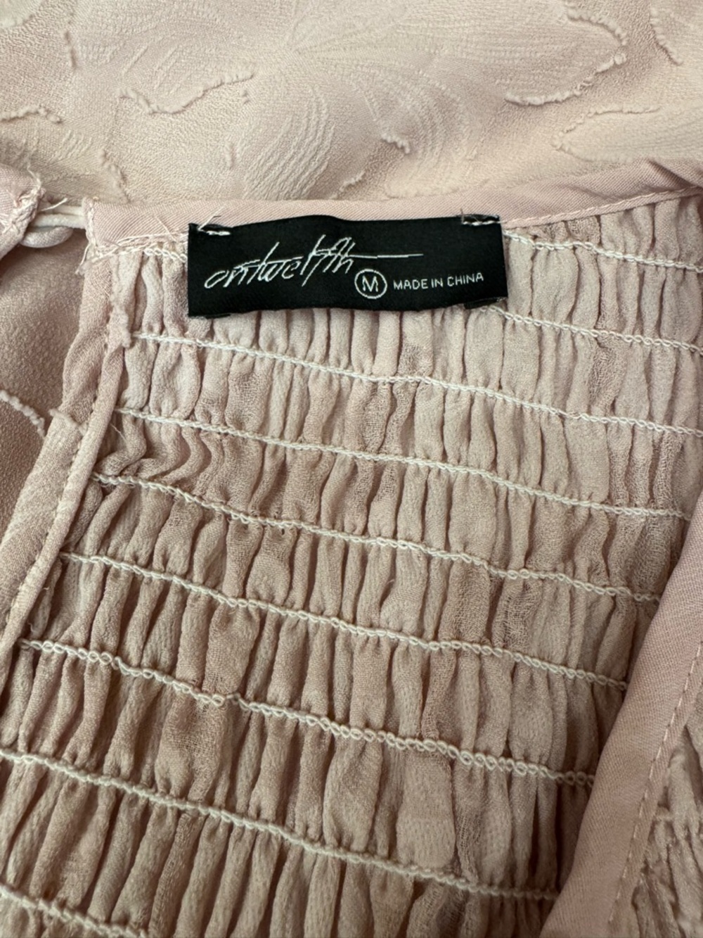 Ontwelfth Soft Pink Smocked Yoke Women's Blouse - Picture 3 of 4